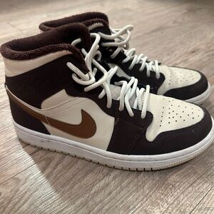 Brown, Cream, White Jordan High Tops